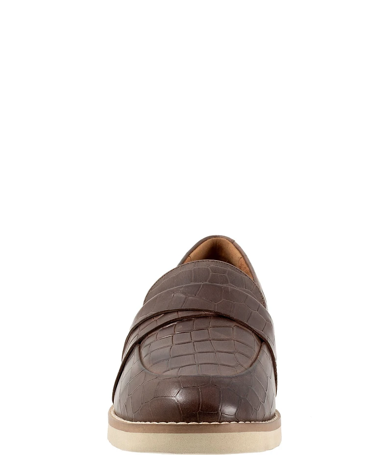 SoftWalk Walsh Crocodile Print Leather Loafers