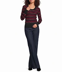 Sonia Rykiel Combo Stripe Print Crew Neck Long Sleeve Top