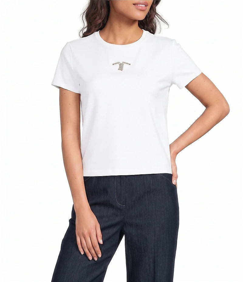 Sonia Rykiel Crew Neck Short Sleeve Hardware Detail Baby Tee