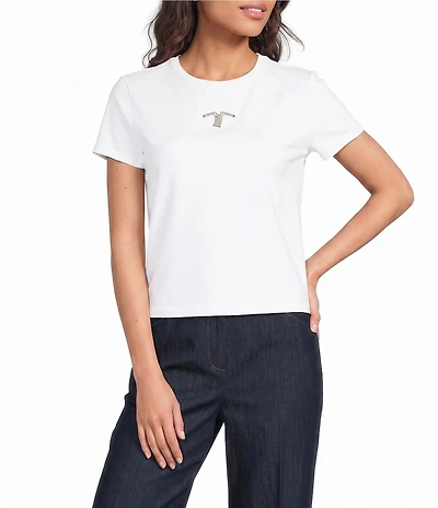 Sonia Rykiel Crew Neck Short Sleeve Hardware Detail Baby Tee