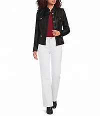Sonia Rykiel Stand Collar Long Sleeve Gold Button Front Officer Jacket