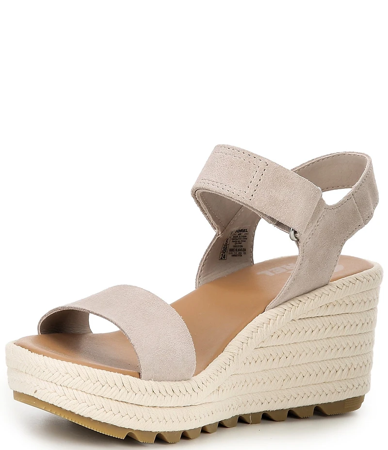 Sorel Cameron Suede Platform Espadrille Wedge Sandals