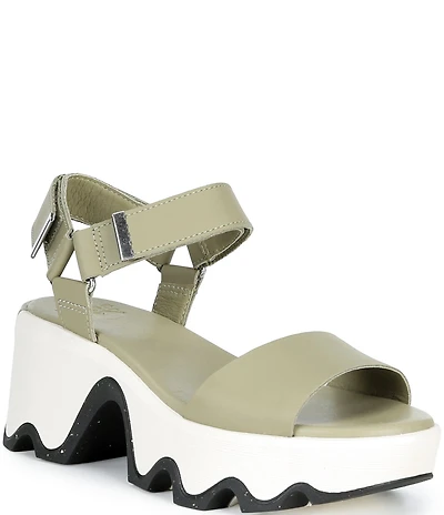 Sorel Kinetic Aura Y-Strap Leather Platform Block Heel Sandals