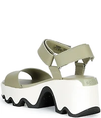 Sorel Kinetic Aura Y-Strap Leather Platform Block Heel Sandals