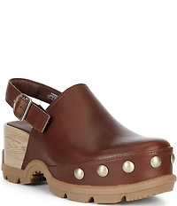 Sorel Roam'N RVT Leather Studded Detail Slingback Clogs