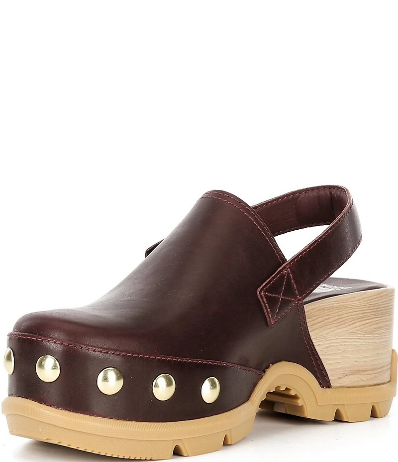 Sorel Roam'N Clog RVT Leather Studded Detail Slingback Clogs