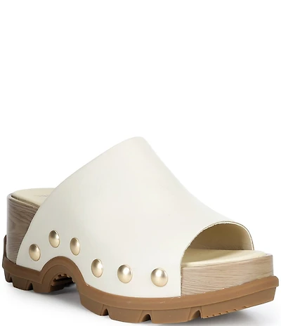 Sorel Roam'N Leather Studded Platform Slide Sandals