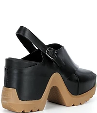 Sorel Roam'N Rise Heel Leather Slingback Block Heel Platform Sandals
