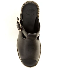 Sorel Sunpeak Leather Slide Raffia Wedge Platform Sandals