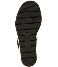 Sorel Sunpeak Leather Slide Raffia Wedge Platform Sandals