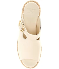 Sorel Sunpeak Leather Slide Raffia Wedge Platform Sandals