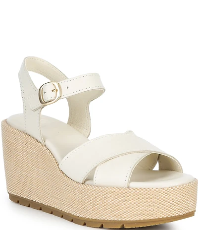 Sorel Sunpeak Wedge Ankle Strap Leather Platform Sandals