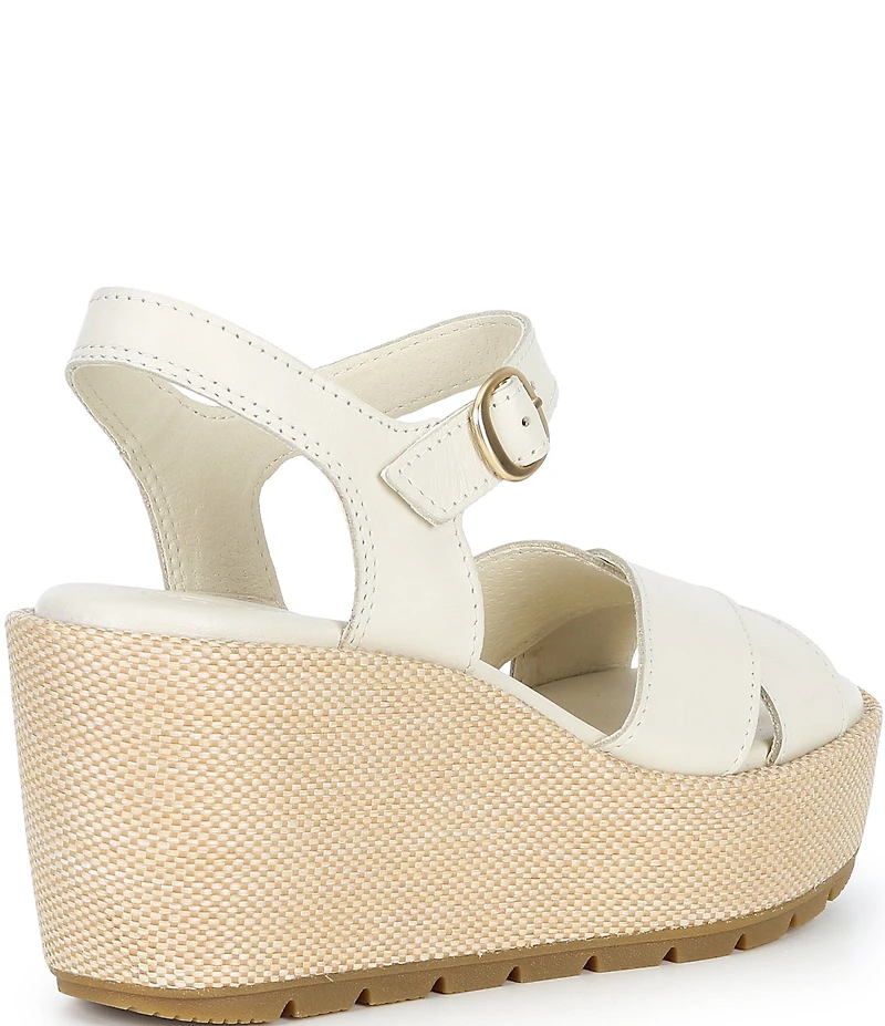 Sorel Sunpeak Wedge Ankle Strap Leather Platform Sandals