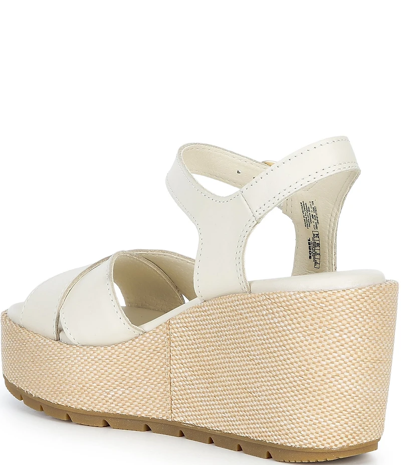 Sorel Sunpeak Wedge Ankle Strap Leather Platform Sandals