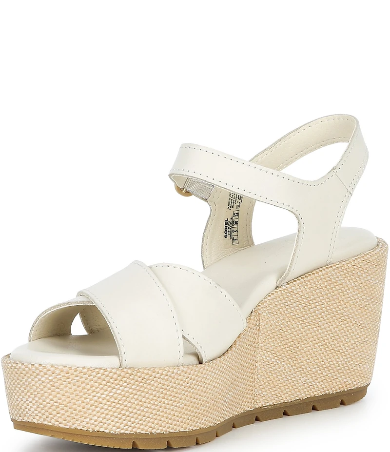Sorel Sunpeak Wedge Ankle Strap Leather Platform Sandals