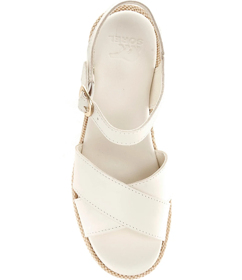 Sorel Sunpeak Wedge Ankle Strap Leather Platform Sandals