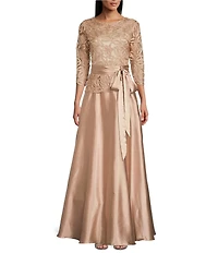 Soulmates Soutache A Line Long Sleeve Crew Neck Gown