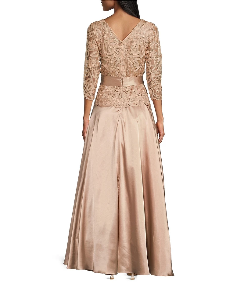 Soulmates Soutache A Line Long Sleeve Crew Neck Gown
