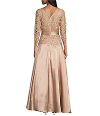 Soulmates Soutache A Line Long Sleeve Crew Neck Gown