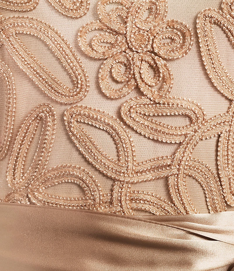 Soulmates Soutache A Line Long Sleeve Crew Neck Gown