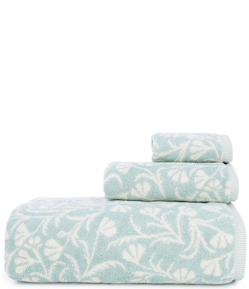 Southern Living Willa Colleciton Jacquard Woven Vine Print Pattern Bath Towels