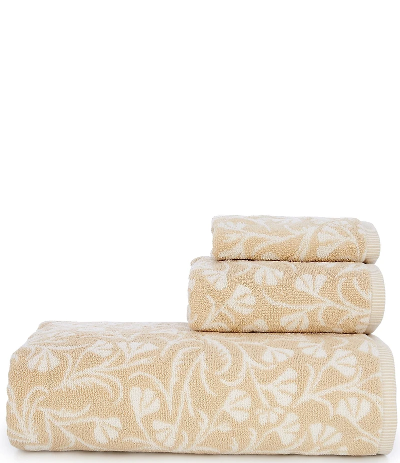 Southern Living Willa Colleciton Jacquard Woven Vine Print Pattern Bath Towels