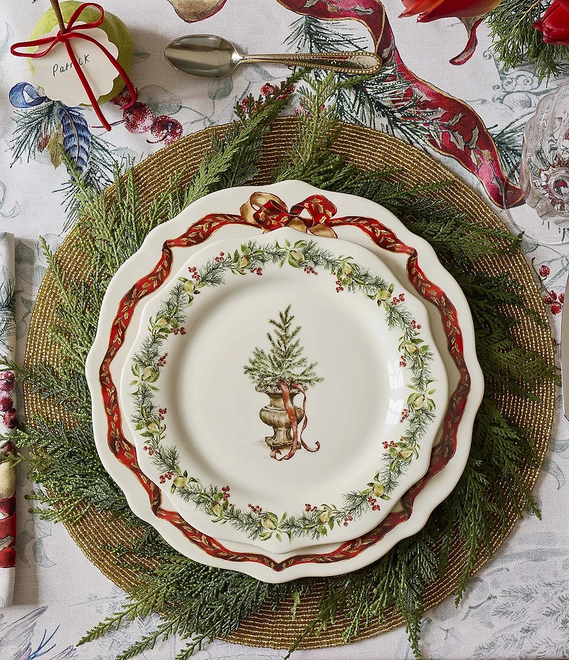 Southern Living 12 Days of Christmas Collection Bow Dinner Plates, Set of 2