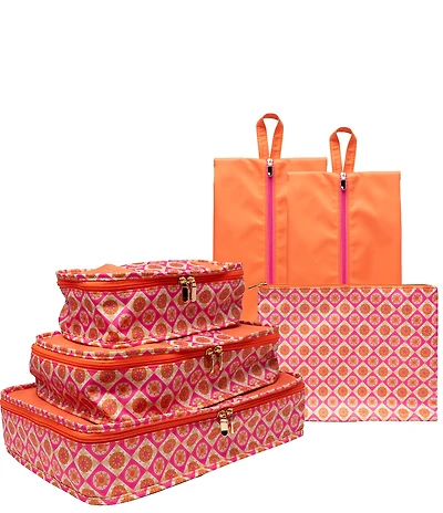 Southern Living 6-Piece Orange Snowflake Packing Cube Set