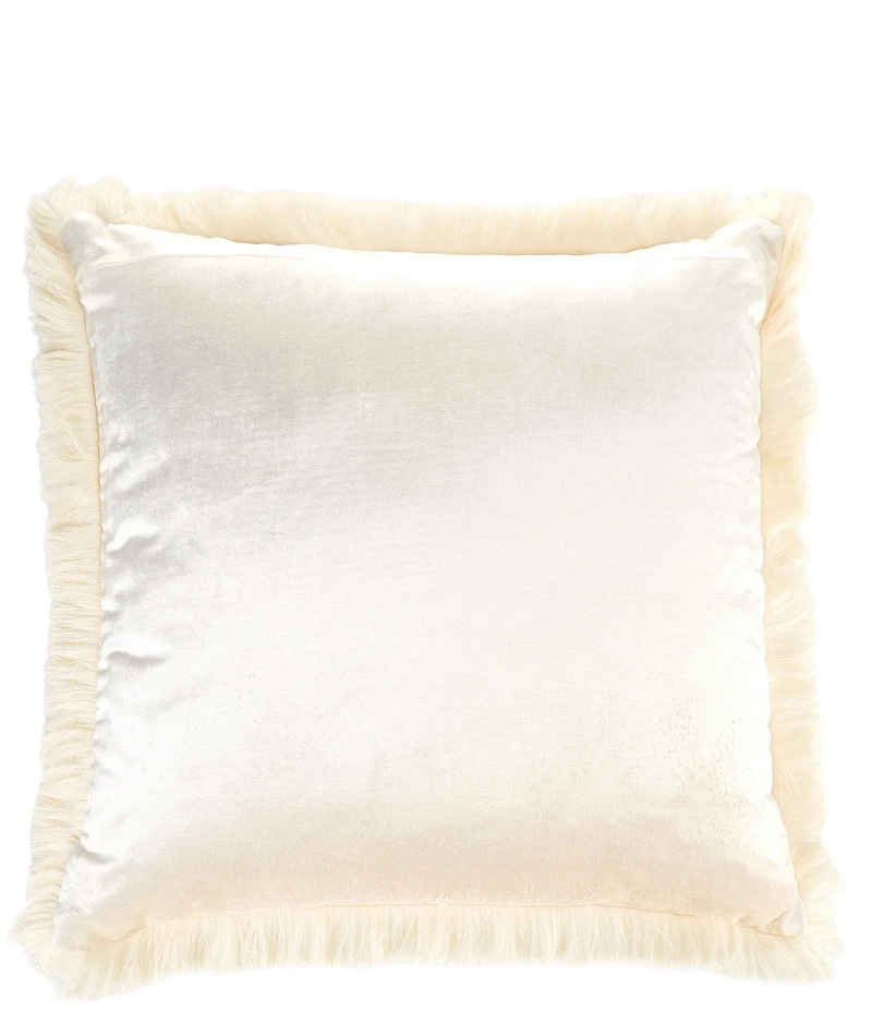 Southern Living Angora Velvet Fringed Square Pillow