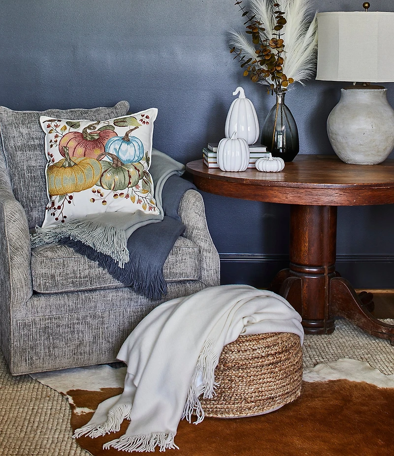 Southern Living Ashford Brushed Knit Fringed Acrylic Throw Blanket