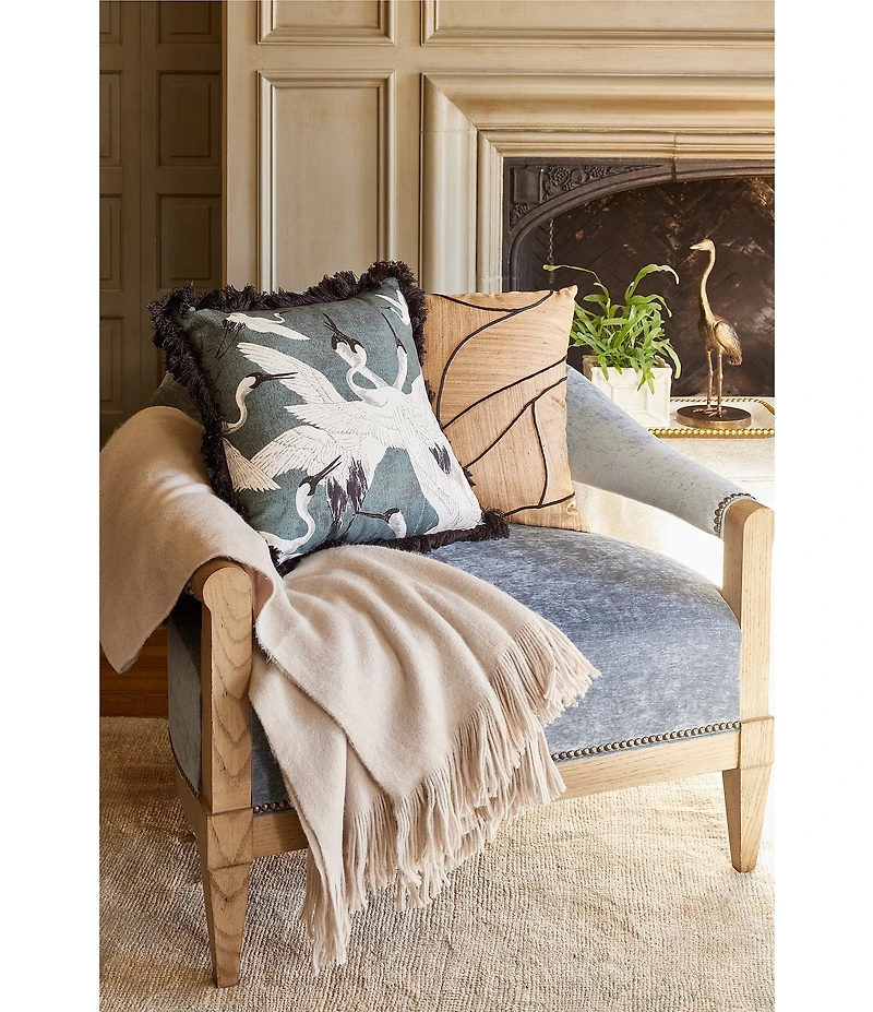 Southern Living Ashford Brushed Knit Fringed Acrylic Throw Blanket