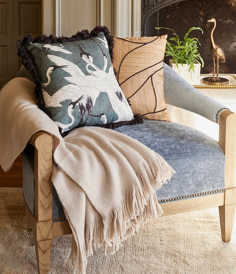 Southern Living Ashford Brushed Knit Fringed Acrylic Throw Blanket