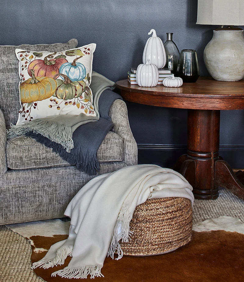 Southern Living Ashford Brushed Knit Fringed Acrylic Throw Blanket