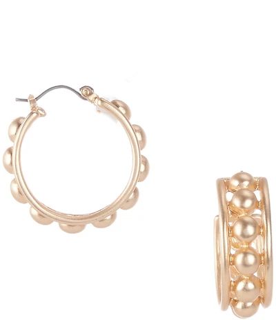 Southern Living Ball Beaded Open Metal Hoop Earrings