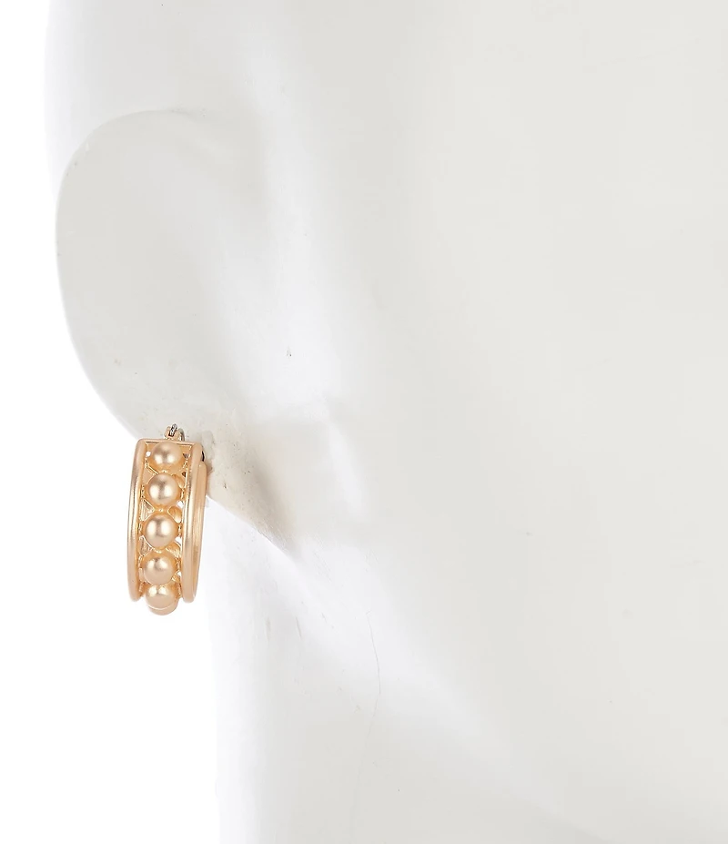 Southern Living Ball Beaded Open Metal Hoop Earrings