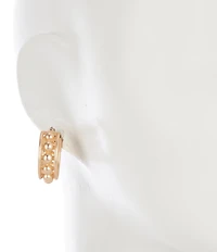 Southern Living Ball Beaded Open Metal Hoop Earrings