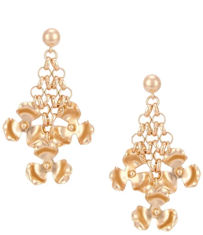 Southern Living Ball Stud Oval Chain Metal Flower Drop Earrings