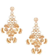 Southern Living Ball Stud Oval Chain Metal Flower Drop Earrings