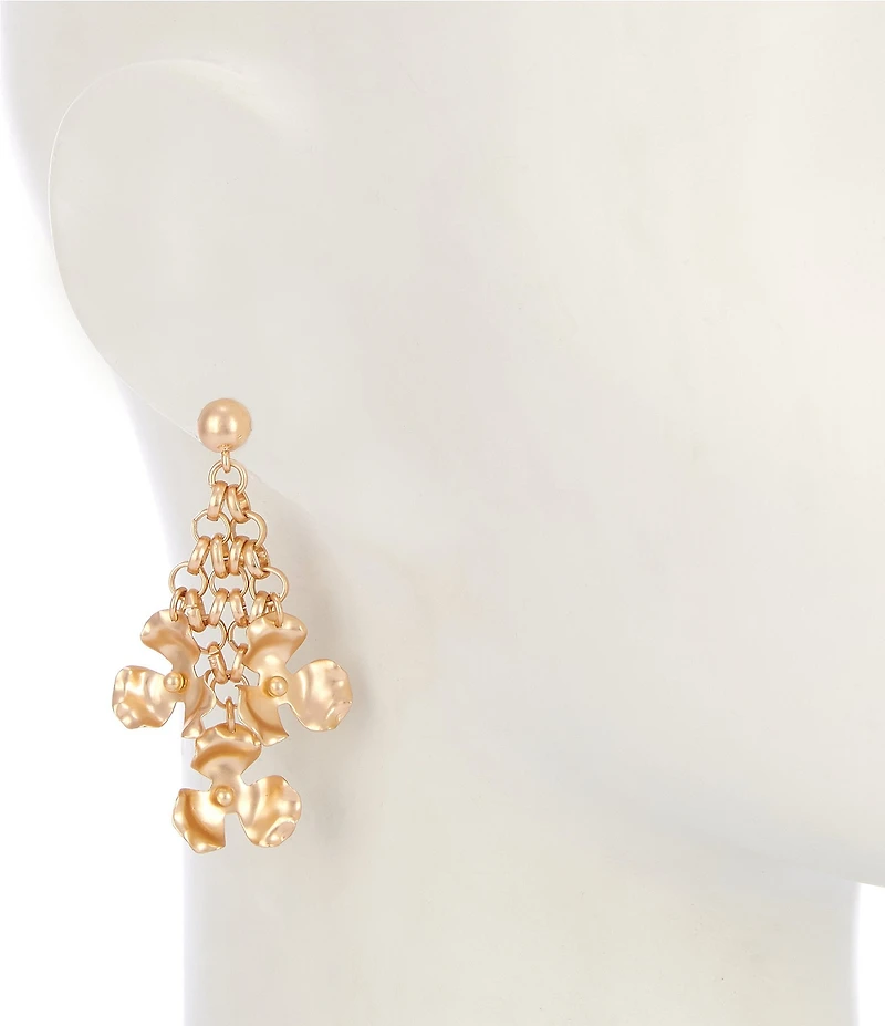 Southern Living Ball Stud Oval Chain Metal Flower Drop Earrings
