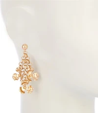 Southern Living Ball Stud Oval Chain Metal Flower Drop Earrings