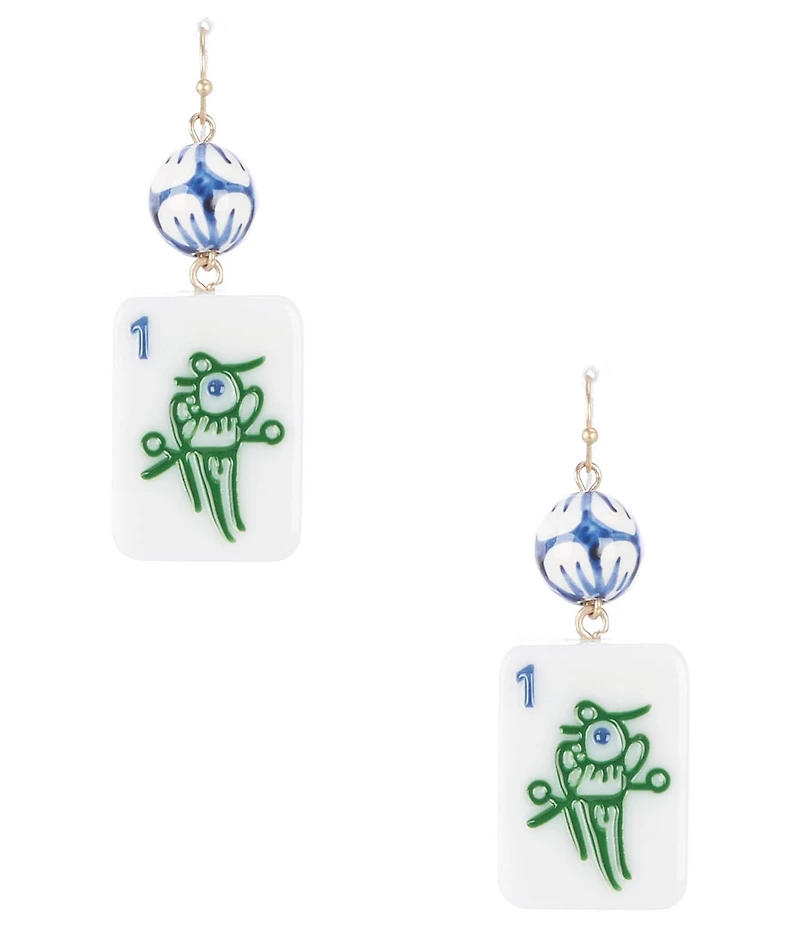 Southern Living Bead Mahjong Tile Novelty Drop Earrings