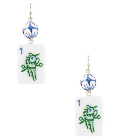 Southern Living Bead Mahjong Tile Novelty Drop Earrings