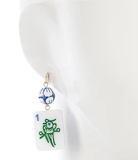 Southern Living Bead Mahjong Tile Novelty Drop Earrings