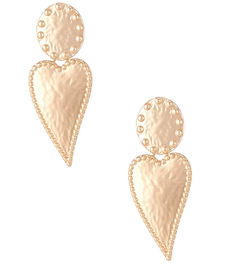 Southern Living Beaded Edge Metal Oval Stud Heart Drop Earrings