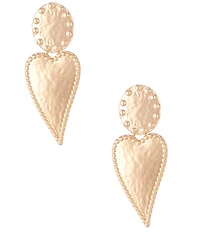 Southern Living Beaded Edge Metal Oval Stud Heart Drop Earrings