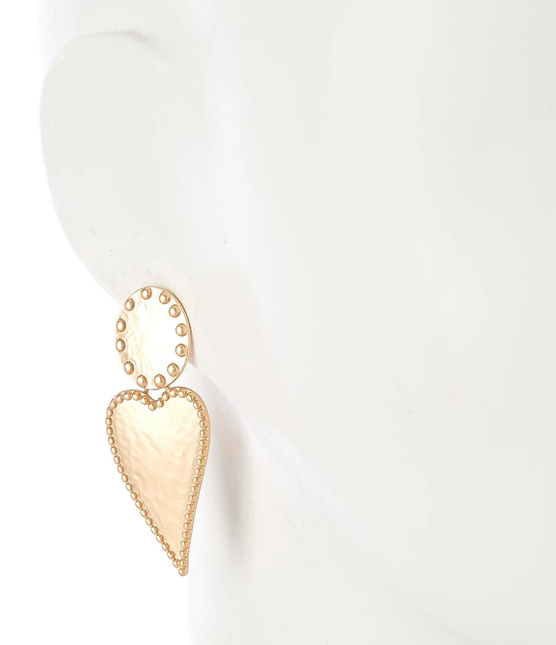 Southern Living Beaded Edge Metal Oval Stud Heart Drop Earrings