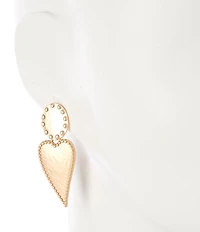 Southern Living Beaded Edge Metal Oval Stud Heart Drop Earrings