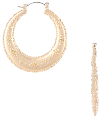 Southern Living Beaded Textured Metal Hoop Earrings
