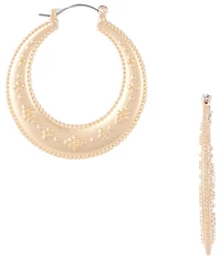 Southern Living Beaded Textured Metal Hoop Earrings