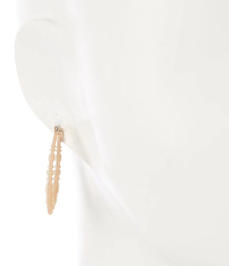 Southern Living Beaded Textured Metal Hoop Earrings